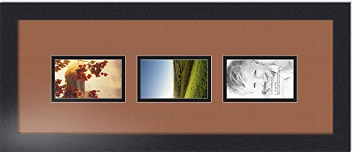 ArtToFrames Collage Photo Frame Double Mat with 3 - 3x5 Openings and Satin Black Frame - color: Paloma, size: 3 - 3x5