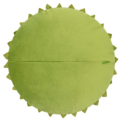 JWH 3D Flower Throw Pillow Cover, Velvet, Green Yellow, 12 Inch | Round Floral Cushion, Sunflower Accent, Handmade, Decorative Pops for Bed Couch Sofa Chair Car Living Room