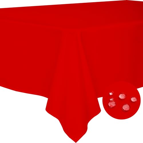 BYDOLL Table Cloth Red 54x54 Inch Tablecloth for 4 Foot Square Tables Outdoor Washable Wrinkle Free and Spillproof Polyester Tablecloth for Festival Camping Picnic Party Cover - color: Red, size: 54" x 54" (Square)