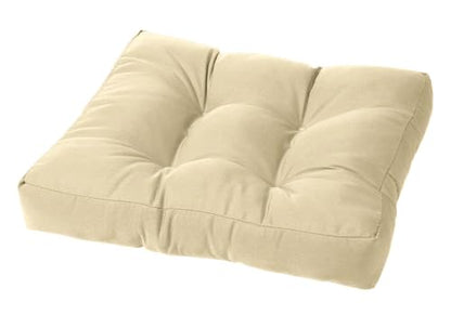 Cushion Source Tufted Ottoman Cushions, 21"X 17" Indoor and Outdoor Durable Tufted Cushion Made with Fade Resistant Sunbrella Fabric, Sunbrella Antique Beige - color: Sunbrella Antique Beige