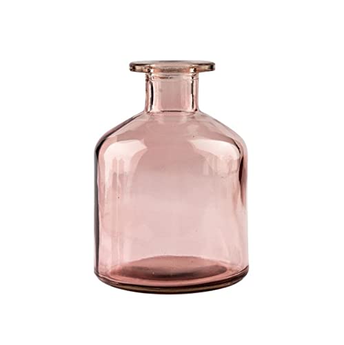 Glass Bud Vase, 1pc Small Vases for Flowers, Decorative Glass Bottles, Mini Flower Vases Centerpiece for Wedding, Vintage Vase for Rustic Home Decor, Living Room, Office Desk (250ml-pink) - color: 250ml-pink