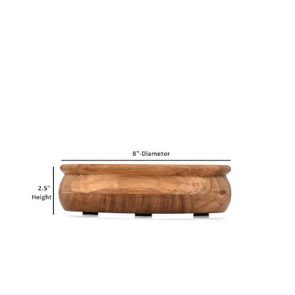 Fruit Bowl Acacia Wood Round Shaped Serving Bowl for Table Décor for Kitchen Counter (8" x 8" x 2.5")