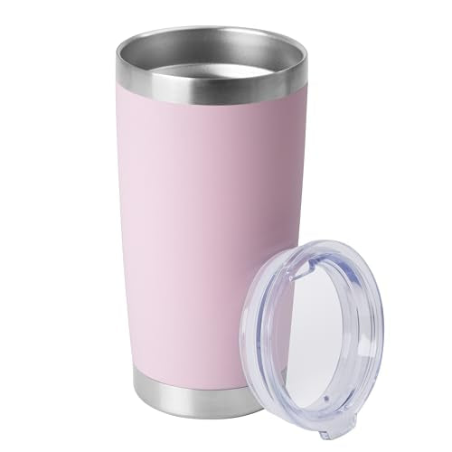 HASLE OUTFITTERS 20oz Stainless Steel Tumblers Bulk, Insulated Travel Cup with Lid, Double Wall Vacuum Coffee Mug for Cold & Hot Drinks 1 Pack, Light Pink - color: Light Pink-A, size: 1 Count (Pack of 1)
