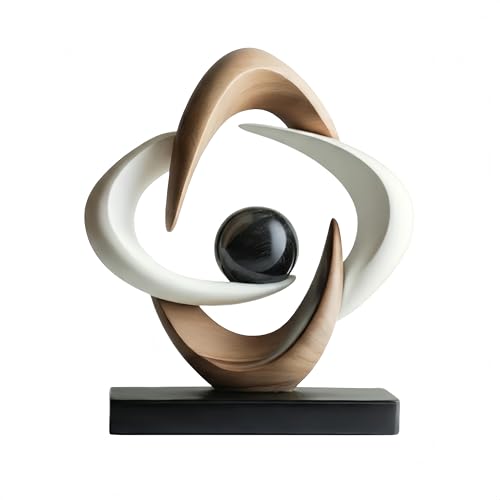 AWNR Modern Sculptures Living Room Shelf Decor Home Décor Accents | White Abstract Art Accessories Decoration for Coffee Table Entryway Console Office Desk Nightstand Shelves Housewarming Gift - color: Wood a