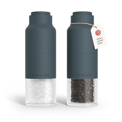 LARS NYSØM Salt and Pepper Grinder Set, Stainless Steel Manual Salt and Pepper Mills, Adjustable Ceramic Grinder, Design Spice Shakers (Stone Blue) - color: Stone Blue