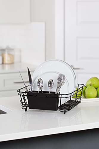 Better Houseware in-Sink Dish Drying Rack, Coated Steel, Black, 14.5 x 13 x 5 Inch, 2-Piece Set with Removable Utensil Caddy and Non-Slip Handles - color: Black, size: Standard