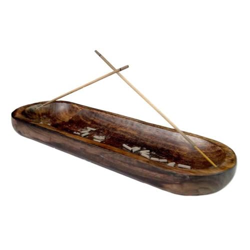 Wood Double Incense Sticks Holder Burner - Large Ash Catcher Handmade Home Decor