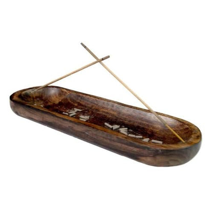 Wood Double Incense Sticks Holder Burner - Large Ash Catcher Handmade Home Decor