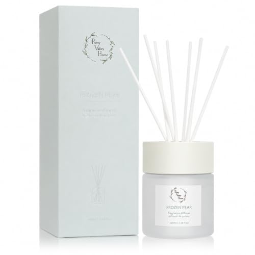 Reed Diffuser Set, Pretty Valley Home Diffuser 100Ml / 3.38fl OZ Gift Box - Includes Reed Diffuser Sticks, Fragrance Oil, and Glass Bottle for Bathroom Office Living Room Decor (Frozen Pear) - color: O.frozen Pear