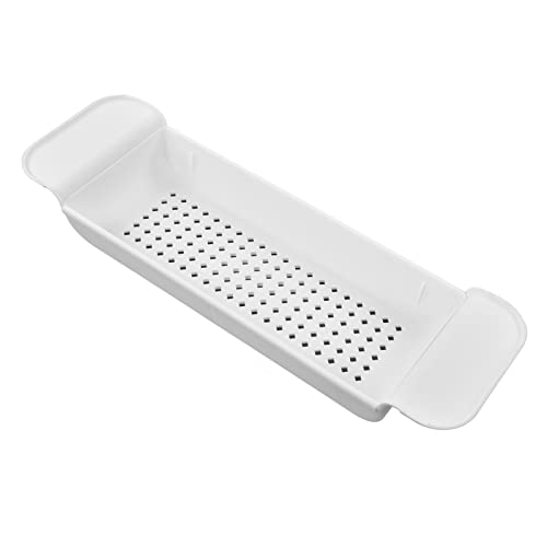 Expandable Bathtub Caddy Tray, PP Material, Adjustable Length, Ideal for Relaxing Baths and Organizing Toiletries (White) - color: White