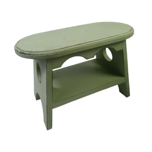 Wooden Stool Plant Stand Bonsai Rack Oval Decorative Rustic Small Plant Pot Riser Holder for Indoor Outdoor Table- Green - color: Green