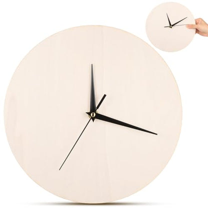 STOBAZA Blank Wooden Clock Dial for Crafts: Unfinished Wooden Dial Painting Clock Face with Pointer & Easel for Kids Learning Accessories DIY Replacement Parts Decorative for Kitchen（Without pointers）