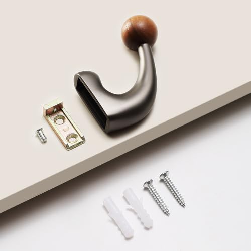 wall-Mounted Light Luxury Coat Hooks, Used for Hanging Coats, Hats, Scarves and Towels, Suitable for Entrance Halls, bathrooms and bedrooms (2, 7110Pearl Gray + Walnut Wood) - color: 7110Pearl Gray + Walnut Wood