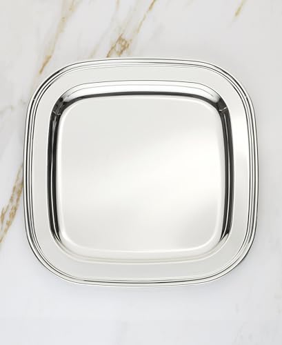 Reed & Barton Derby Silverplate Square Serving Tray, Coffee Table Decor | hand wash only | 11 x 11 inch | jewelry dish, coffee table decor, food tray, gift for women, tray decor - style: Derby Tray
