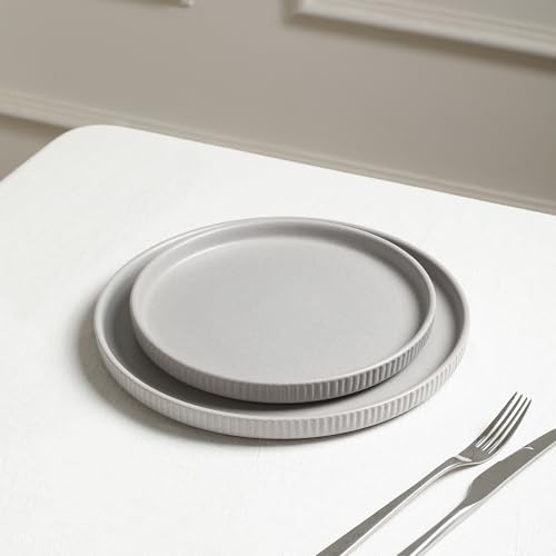 Stone Lain Haven Modern Stoneware 4 Piece Salad Plates Sets, Dish Set for 4, Reactive Glaze Grey - color: Gray, size: 4-Piece - Salad Plate