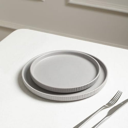 Stone Lain Haven Modern Stoneware 4 Piece Salad Plates Sets, Dish Set for 4, Reactive Glaze Grey - color: Gray, size: 4-Piece - Salad Plate