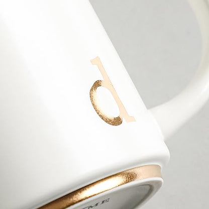 COLLECTIVE HOME Ceramic Coffee Mug, 15 oz Monogram Cup with Gift Box(d) | Dishwasher Safe, Engraved Gold Letter , Personalized Housewarming Birthday Present, Christmas Thanksgiving Mothers Day Gifts - color: gold-d