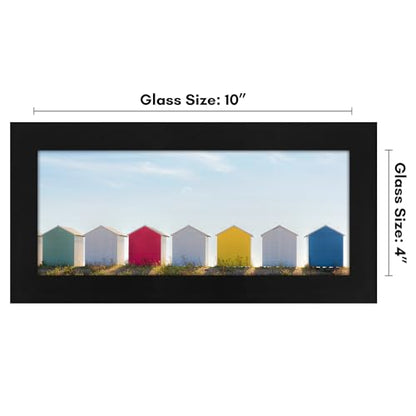 Americanflat 4x10 Picture Frame - Engineered Wood - Black | Shatter-resistant glass, wall or tabletop display with included easel, sawtooth hangers included - color: Black, size: 4x10