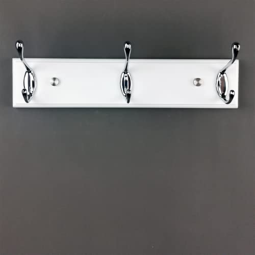 wall Mounted Coat Rack 12.2inch(31cm) with 3 Silver Hooks, White Wood Coat Hook for Entrance, Hallway, Bedroom, Kids Room, Bathroom,Small Size Clothes Hanger - size: Small-12.2in(31cm),3 Silver Hooks, style: Modern
