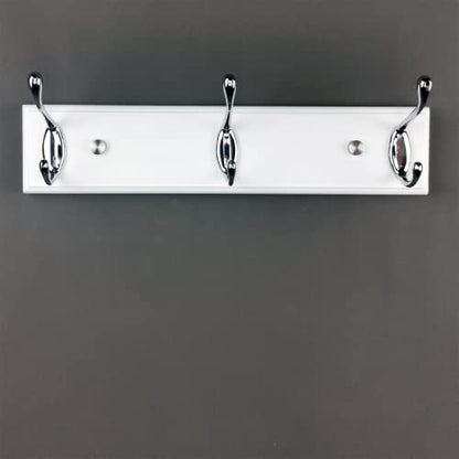 wall Mounted Coat Rack 12.2inch(31cm) with 3 Silver Hooks, White Wood Coat Hook for Entrance, Hallway, Bedroom, Kids Room, Bathroom,Small Size Clothes Hanger - size: Small-12.2in(31cm),3 Silver Hooks, style: Modern