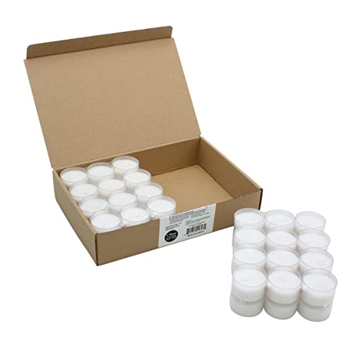 Stonebriar 48 Count White Unscented Smokeless Long Burning Clear Cup Tea Light Candles with 6 to 7 Hour Burn Time - size: 48 Pack