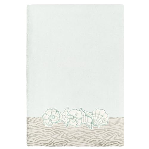 Seaside 4-Piece Luxury Towel Set, Sparkling Seashell Applique, Plush Turkish Cotton, Durable & Quick Dry, Nautical Bath Ensemble, 2 Bath 2 Hand Towels, Aqua - color: Aqua, size: 2 Pcs Bath 2 Pcs Hand Towel