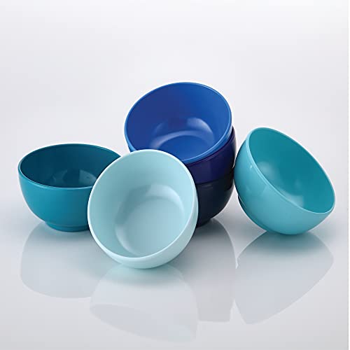 French Bull Melamine Mini Bowls, 6-Piece Set, Small Serving Bowl – Snack, Condiment, Dip, Dessert, Ice Cream – Shatter Proof, Food-Safe, BPA Free, Dishwasher Safe, 4” 10 oz - Shades of Blue - color: Shades of Blue, size: 4" Mini Bowls set of 6