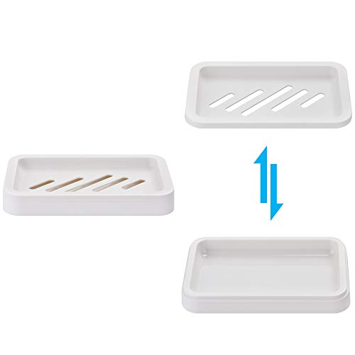 2PCS Draining Soap Dishes, Dishwashing Sponge Holder with Water Tray | Dishwashing Sponge Soap Holder with Water Tray,Keep the Place Dry,Easy to Clean Soap Cases, Suitable for Kitchen,Bathroom