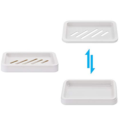 2PCS Draining Soap Dishes, Dishwashing Sponge Holder with Water Tray | Dishwashing Sponge Soap Holder with Water Tray,Keep the Place Dry,Easy to Clean Soap Cases, Suitable for Kitchen,Bathroom