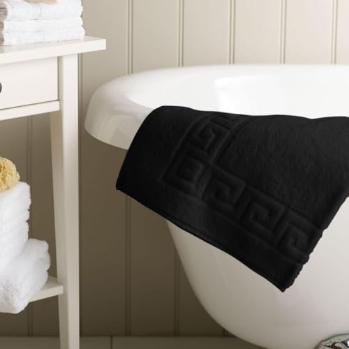 100% Recycle Cotton Bath Mat Black Key Pattern Bath Rug [Not a Bathroom Rug], Soft Absorbent 330 GSM Shower Floor Towel Set, Hotel Spa Quality, Machine Washable (2 Pack) - color: Black