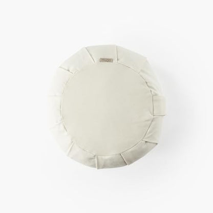 Myga Zafu Yoga Meditation Cushion with Washable Cover - Floor Cushion Pillow with Natural Buckwheat Filling - Soft Round Cotton Design for Meditating or Pranayama Exercises - color: Cream