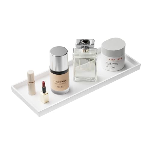 Vanity and Bathroom Tray, 15" ABS Countertop Organizer,Waterproof Vanity Tray for Toilet Tank,Perfume,Soap,Keys,Bathroom Accessories,Kitchen and Bath Trays,Non Slip Small Trays,White - color: White, size: 15" x 6" x 0.8"