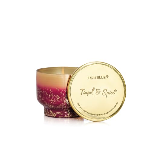 Capri Blue Tinsel & Spice Scented Candles for Home - Glimmer Inverted Jar Candles - Soy Candles - Holiday Candle with Mulberry & Gold Ombre Glass Holder (10 oz) - size: 10 oz