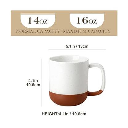 MALACASA Ceramic Coffee Mugs Set of 4, 16oz Coffee Cups, Modern Farmhouse Mugs for Coffee, Latte, Tea, Hot Chocolate, Cappuccino, Milk, Microwave & Dishwasher Safe, Khaki White, Series TARA - color: Khaki White, size: 16 Oz