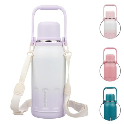 BJPKPK Stainless Steel Insulated Bottle with Handle & Strap, 40oz | Leak-proof vacuum insulation keeps drinks cold/hot for hours. BPA-free, dishwasher safe. Purple Pearl. - color: Purple Pearl, size: 40 Ounces