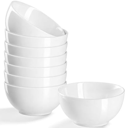 Small Bowls Set, White, 10 oz Porcelain Bowls of 8 | Ceramic, For Kitchen Dessert Rice Side Dish Snack Soup Fruits Cereal Ice Cream, Microwave Dishwasher Freezer Oven Safe - size: 10 OZ(8PCS)