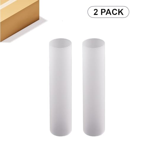 WGVI Hurricane Candle Holder Sleeve, W: 2.5", Ht: 14", Frosted Glass Cylinder Open Both Ends, Chimney Tube Shade, 2 Pieces - color: Frosted, size: 2.5x14"H