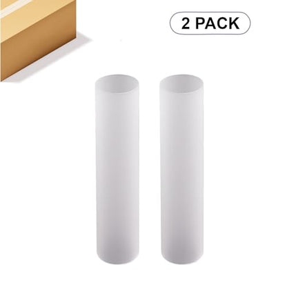 WGVI Hurricane Candle Holder Sleeve, W: 2.5", Ht: 14", Frosted Glass Cylinder Open Both Ends, Chimney Tube Shade, 2 Pieces - color: Frosted, size: 2.5x14"H
