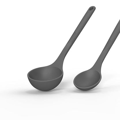 Silicone Cooking Utensils Set - 600°F Heat Resistant, Nonstick Kitchen Utensil Set with Spatulas, Spoons, Whisk, Tongs, BPA Free, Dishwasher Safe (Gray) - color: Gray