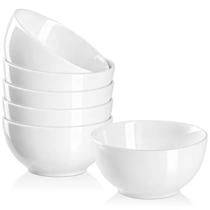 Small Bowls Set, White Ceramic Bowls of 6, 10 oz Porcelain Bowl for Kitchen Dessert Rice Side Dish Snack Soup Fruits Cereal Ice Cream, Microwave Dishwasher Freezer Oven Safe Easy Clean Stackable | Porcelain Bowls, Portion Control, for Soup Cereal Ice Crea