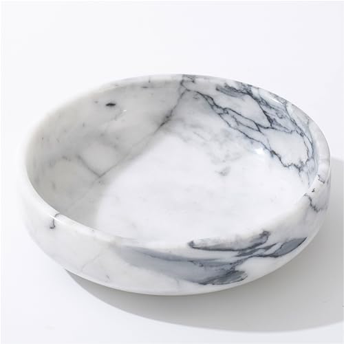 6.7" Decorative Bowl - Natural Marble Key Bowl & Centerpiece (White & Grey) - color: White&Grey