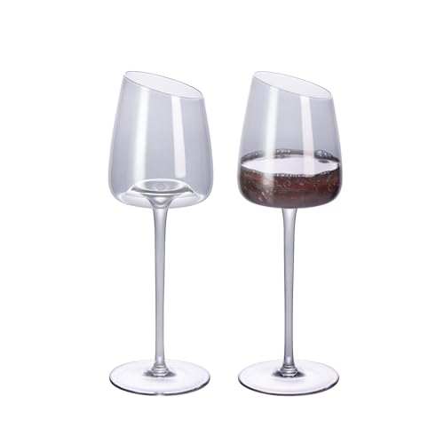 KAMMAK Crystal Red Wine Glasses Set of 2, 9.47 oz Stemmed Glasses, XH013 | Hand Blown, Bordeaux Wine Glasses, Thin Rim & Long Stem, Red & White, Daily Use, Wedding or Birthday Gift for Women - size: 8KPXH013
