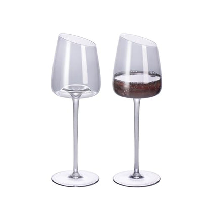 KAMMAK Crystal Red Wine Glasses Set of 2, 9.47 oz Stemmed Glasses, XH013 | Hand Blown, Bordeaux Wine Glasses, Thin Rim & Long Stem, Red & White, Daily Use, Wedding or Birthday Gift for Women - size: 8KPXH013