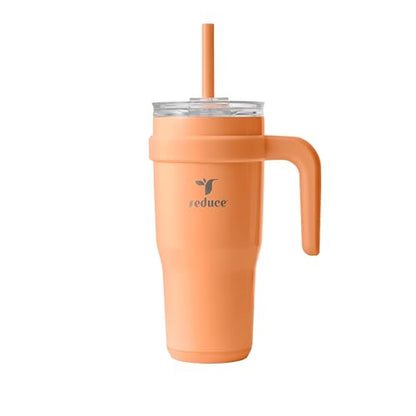 REDUCE 24 oz Tumbler with Handle - Vacuum Insulated Stainless Steel Travel Mug with Sip-It-Your-Way Lid and Straw - Keeps Drinks Cold up to 24 Hours - Sweat Proof, Dishwasher Safe - OG Papaya - color: Papaya, size: 24 Ounces