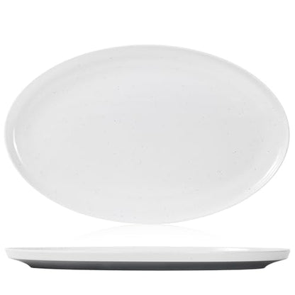 Webbylee ‌16" Melamine Oval Platter Set of 2 - Lightweight Durable Serving Tray for Party, Catering & Home | Dishwasher Safe, Fits Turkey/Charcuterie-White & Grey - color: White-Grey / 16-O, size: 15.8-inch