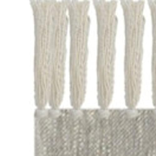 HomeRoots 50" X 60" Gray Woven Cotton Striped Throw Blanket with Tassels