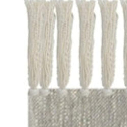 HomeRoots 50" X 60" Gray Woven Cotton Striped Throw Blanket with Tassels