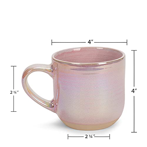 Elanze Designs Glossy Reactive Glaze Large 17 Fluid Ounce Everyday Kitchen Food Grade Ceramic Stoneware Coffee Mug Cup with Comfort Curved Handles, Set of 4, Rose Pink - color: Rose Pink