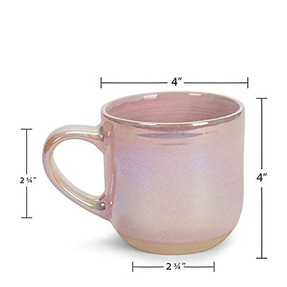 Elanze Designs Glossy Reactive Glaze Large 17 Fluid Ounce Everyday Kitchen Food Grade Ceramic Stoneware Coffee Mug Cup with Comfort Curved Handles, Set of 4, Rose Pink - color: Rose Pink