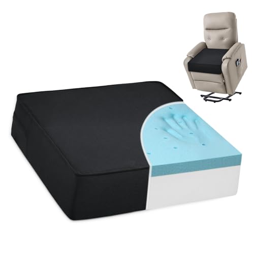 Shinnwa Gel Memory Foam Recliner Cushion for Elderly, Dual-Layer Foam Chair Pad, Extra Large Seat Cushion for Couch, Armchair, Wicker Chairs, Floor, 20 × 20 × 5in, Black - color: Black, size: 20 × 20 × 5in